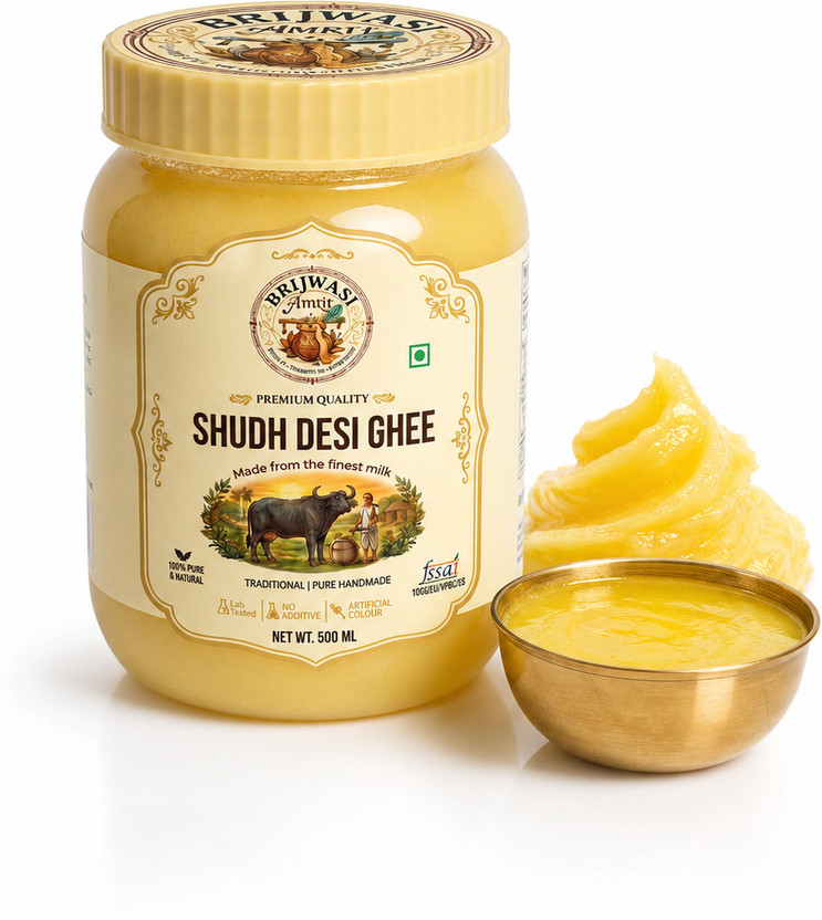 Pure Desi Buffalo Ghee (500 g) — Brijwasi Amrit Shudh Desi Ghee