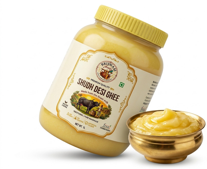 Creamy Buffalo Ghee (1 kg) — Brijwasi Amrit Shudh Desi Ghee