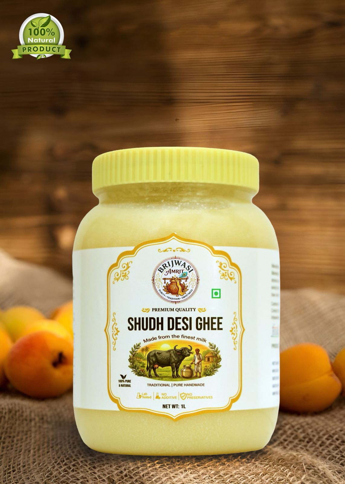 Pure Buffalo Ghee — Granular (1 L) — Brijwasi Amrit Shudh Desi Ghee